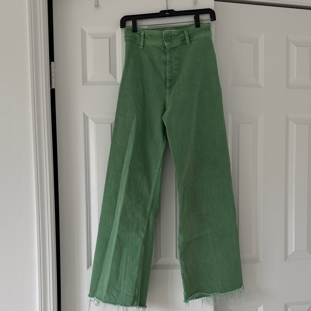 Zara Marine Green High Waist, Wide-Leg Women's Jeans